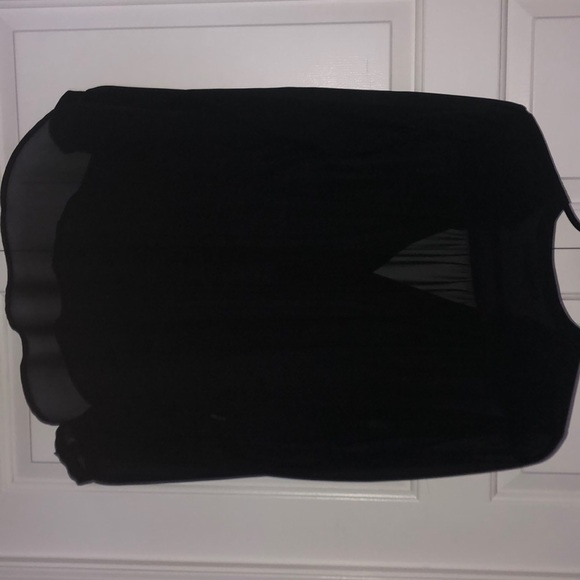 Black chiffon, see thru, long sleeve top - Picture 2 of 3